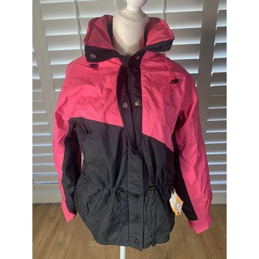 Vintage 80s White Stag Black Hot Pink Ski Jacket Coat L Gore Tex Snow Winter
